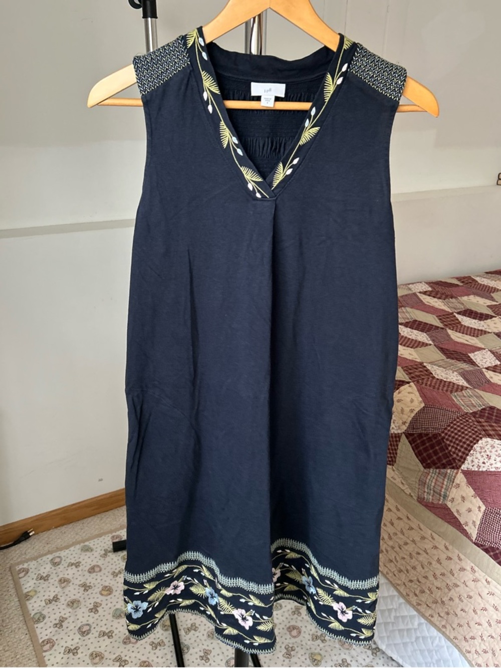 J. Jill Floral Embroidered Sleeveless Midi Dress